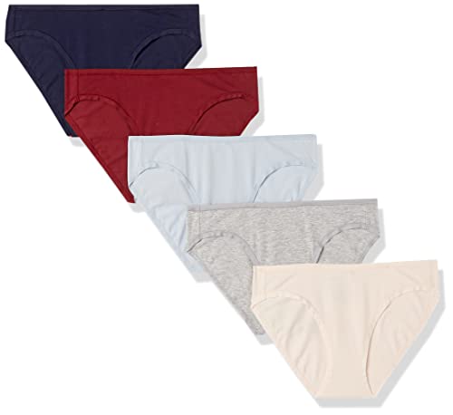Amazon Essentials Culotte de Bikini en Coton - Couleurs abandonnées Femme, Tailles Multi, Packs de 3