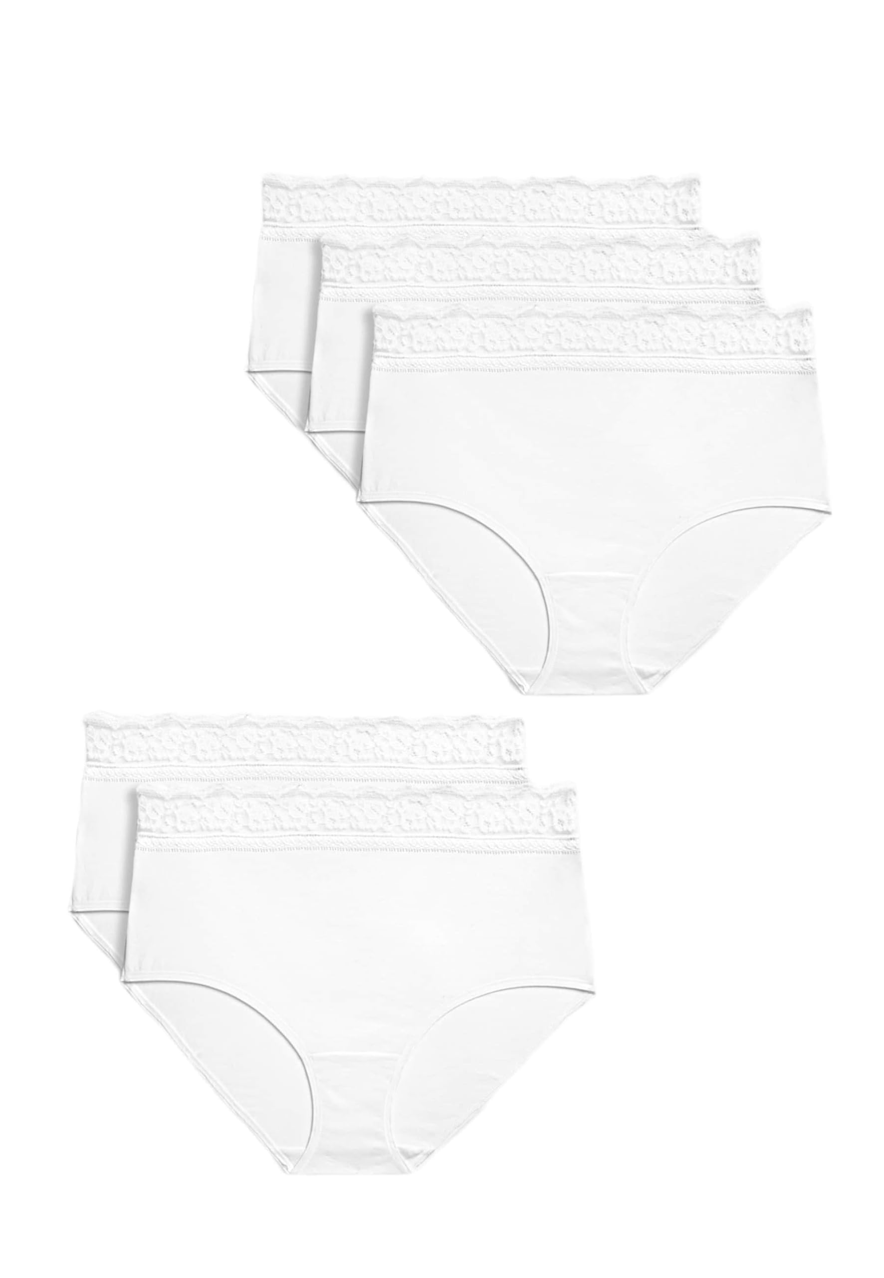 Lot de 5 Culottes en Coton Lycra® et Dentelle pour Femmes Marks & Spencer